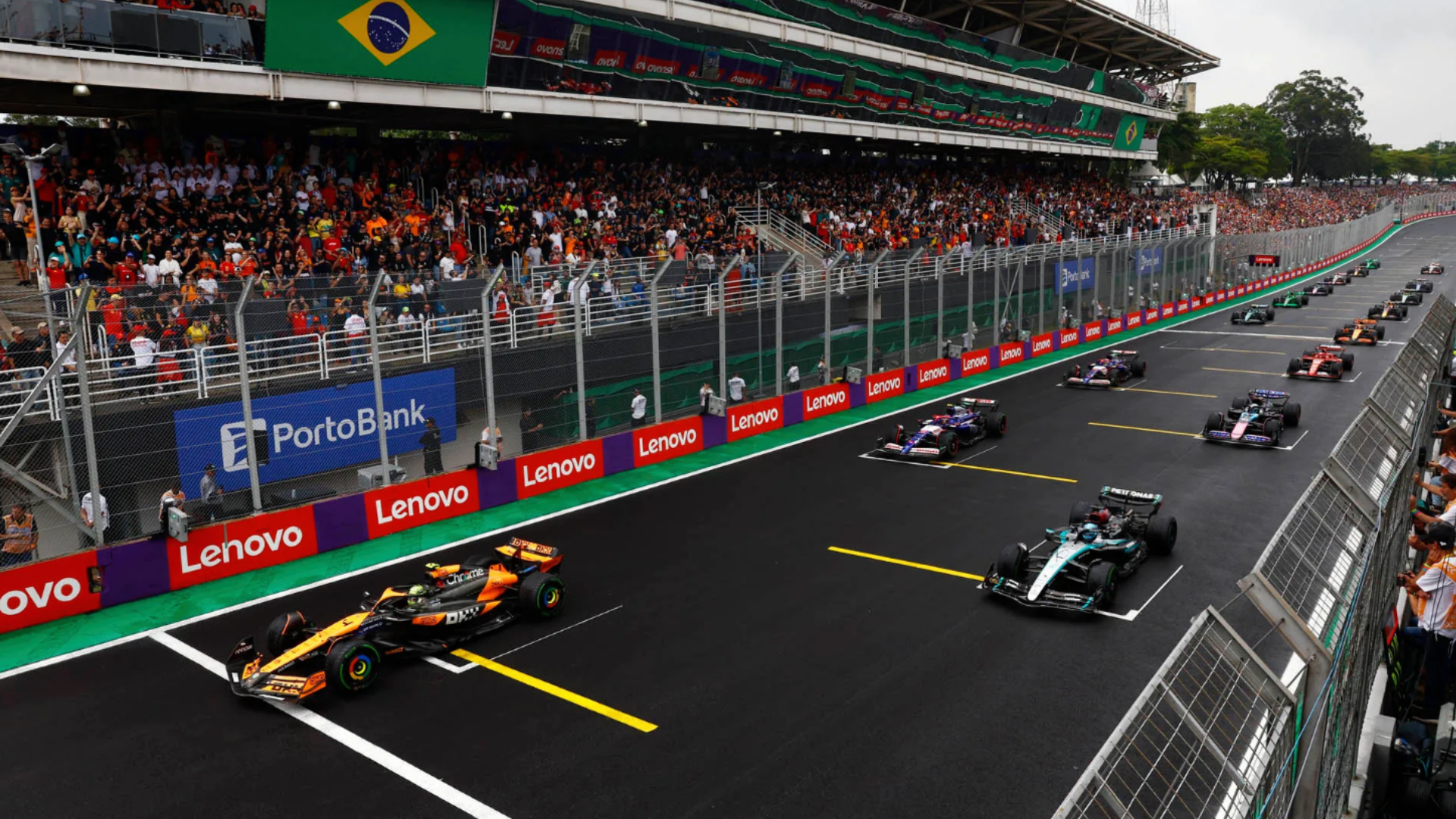 Lando Norris et George Russell condamnés à une amende de 5 000 euros pour violation de la procédure de départ lors du GP du Brésil